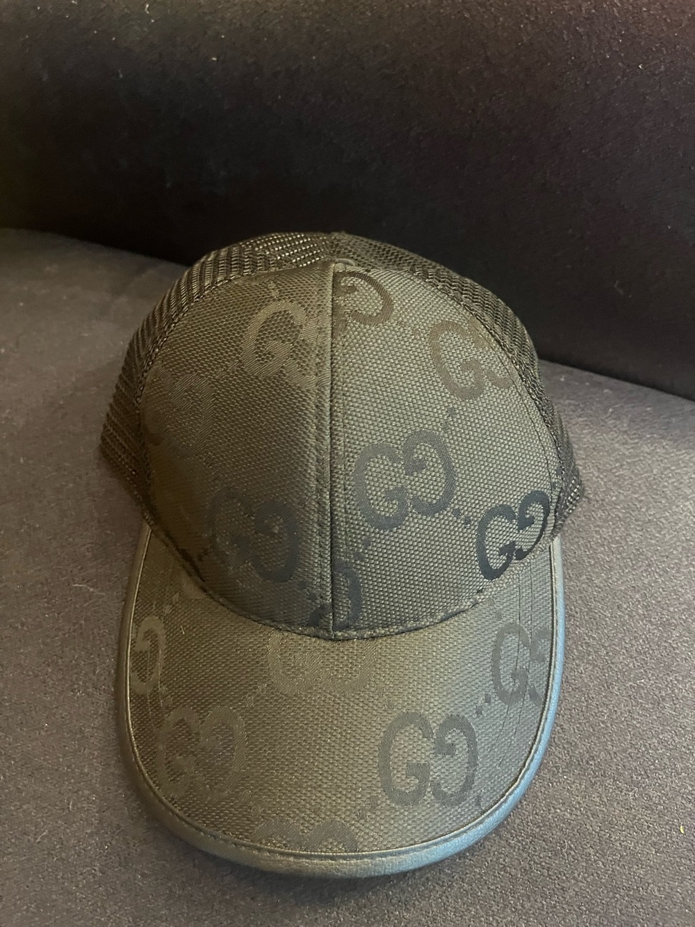 Gucci style Black Monogram Mesh Baseball Cap